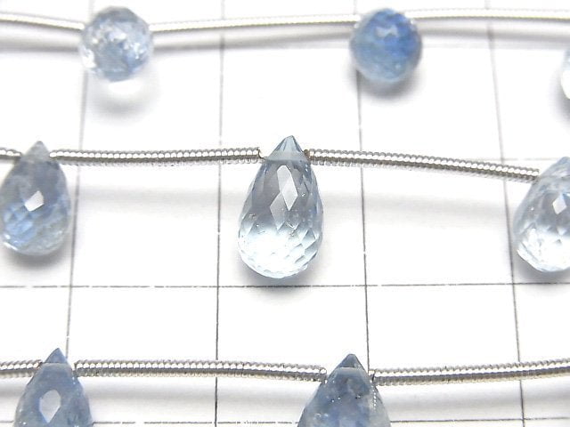 Hochwertiger Santa Maria Aquamarin AAA- Tropfen Facettierte Briolette 1Strang (5 Stück)