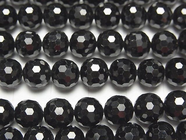 黑尖晶石 AAA 128切面圓珠 8mm 半串或一串珠子 (約15英寸/37厘米) 高品質!