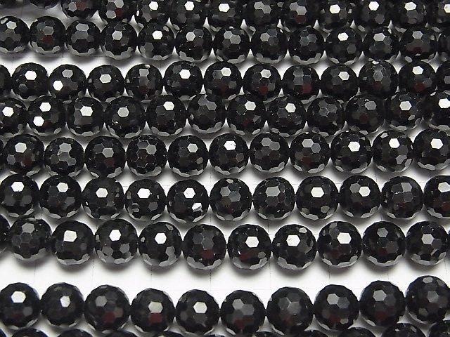 黑尖晶石 AAA 128切面圓珠 8mm 半串或一串珠子 (約15英寸/37厘米) 高品質!