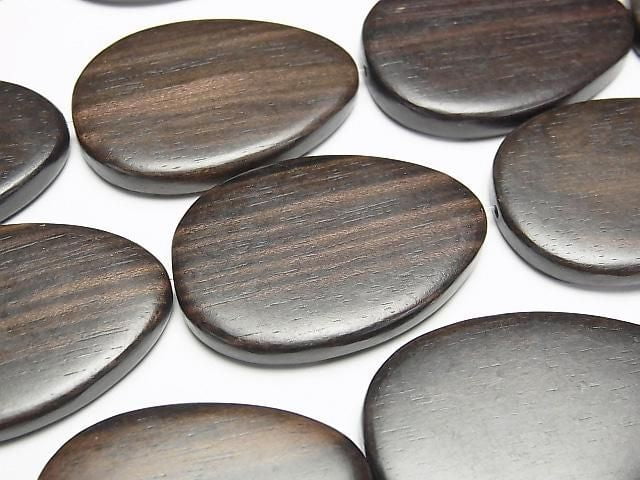 Ebony Wood Vertical Hole Pear shape 35x25x5mm 1strand beads (aprx.15inch/37cm)