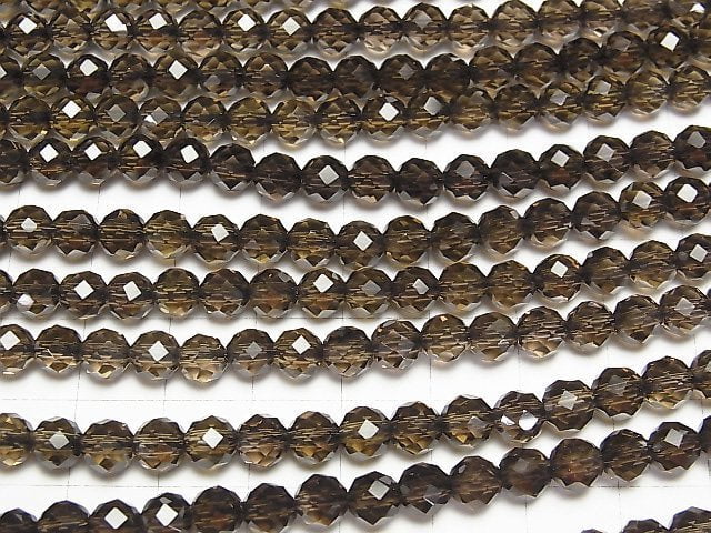 Hohe Qualität! Rauchquarz AAA 32 facettierte Rund 6mm halbe oder 1 Strang Perlen (ca. 15 Zoll / 38 cm)