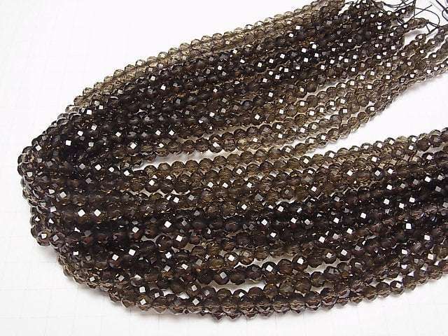 Hohe Qualität! Rauchquarz AAA 32 facettierte Rund 6mm halbe oder 1 Strang Perlen (ca. 15 Zoll / 38 cm)