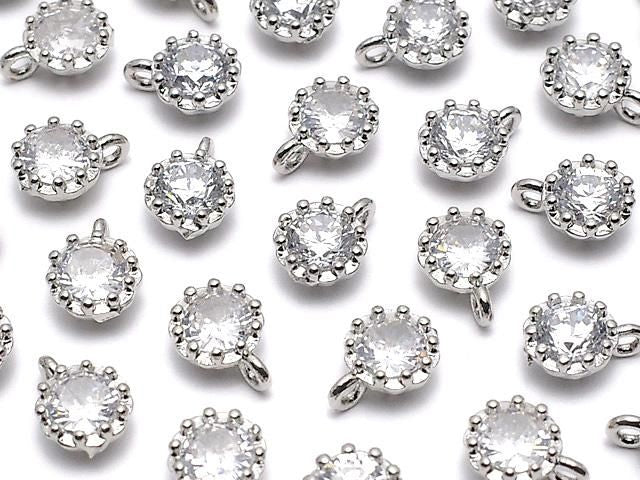 金屬吊飾 7x5x3mm 銀色 (鑲鑽) 1個