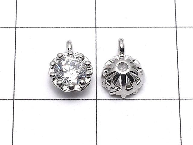 金屬吊飾 7x5x3mm 銀色 (鑲鑽) 1個