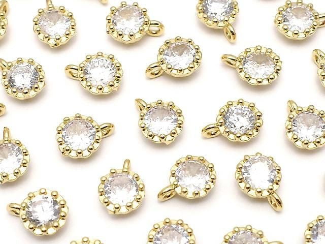 Metal Charm 7x5x3mm Gold with CZ 1pc
