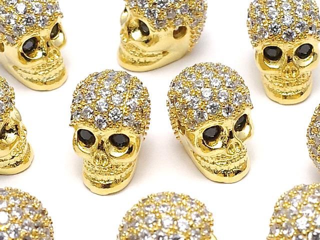 金屬零件骷髏頭 9.5 x 7 x 9 毫米 金色 (帶鋯石) 2 個 3.79 美元!