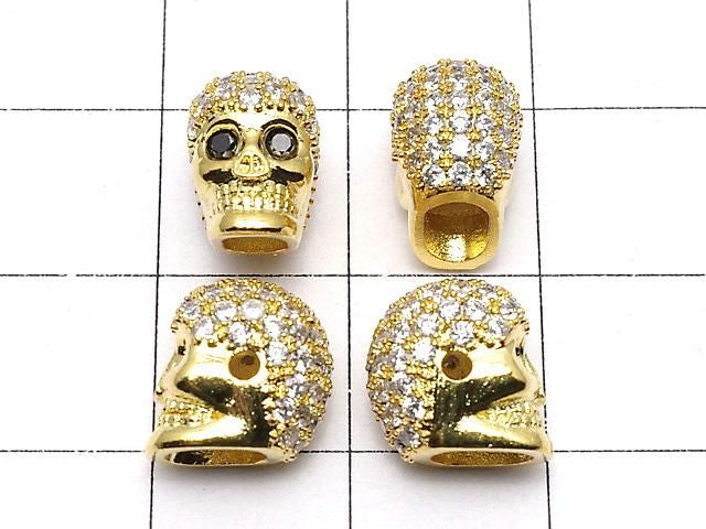 金屬零件骷髏頭 9.5 x 7 x 9 毫米 金色 (帶鋯石) 2 個 3.79 美元!