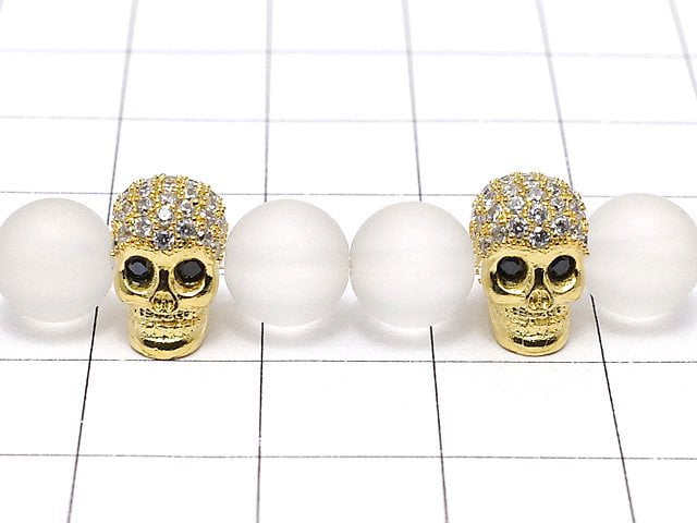 Metallteile Totenkopf 9,5 x 7 x 9 mm goldfarben (mit CZ) 2 Stück 3,79 $!
