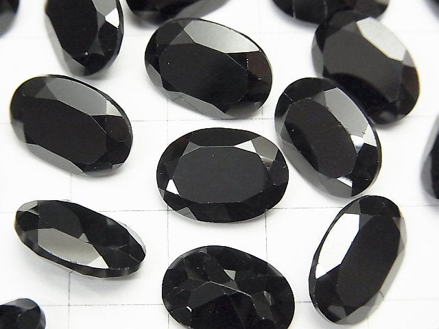 Hochwertiger schwarzer Spinell AAA unbohrtes ovales facettiertes 14x10mm 1 Stück