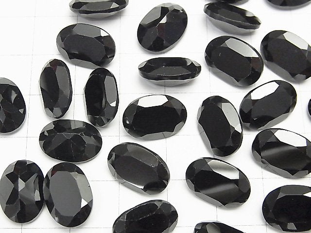 Hochwertiger schwarzer Spinell AAA unbohrtes ovales facettiertes 14x10mm 1 Stück