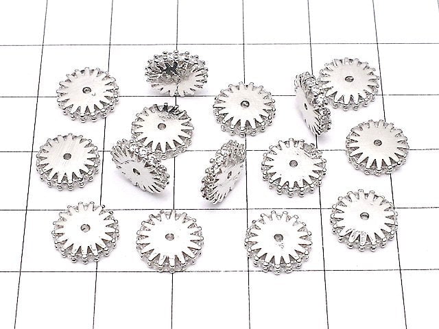 Metal Parts Rondelle 9 x 9 x 2 mm Silver Color (with CZ) 2 pcs $3.39!