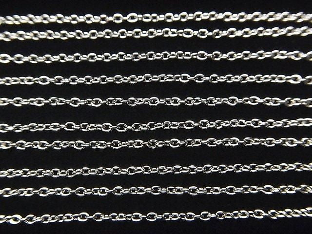 Silver 925 Cable Chain 1.3mm Rhodium Plated 10cm