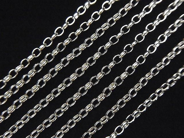 Silver 925 Long Rolo Chain 1.8mm Rhodium Plated 10cm