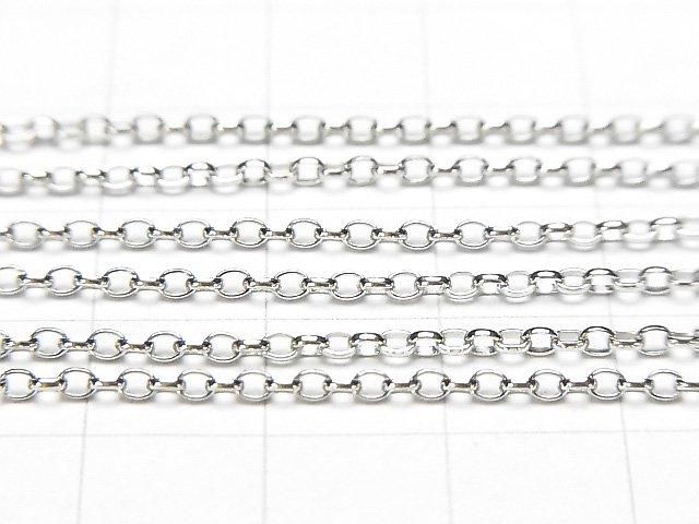 Silver 925 Long Rolo Chain 1.8mm Rhodium Plated 10cm