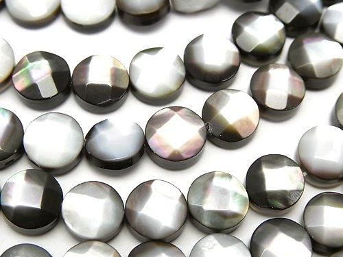 Schwarze Muschel (Schwarzlippen-Auster) AAA Facettierte Münze 8x8x4mm halbe oder 1 Strang Perlen (ca. 15 Zoll/37cm)
