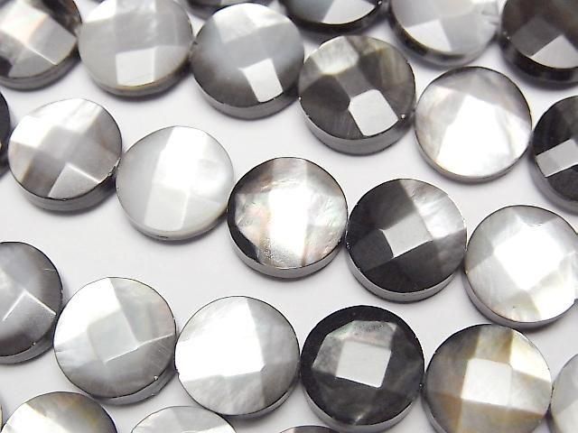 Schwarze Muschel (Schwarzlippen-Auster) AAA Facettierte Münze 10x10x4mm Halbe oder 1-Strang Perlen (ca. 15 Zoll/38 cm)