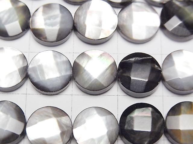 Schwarze Muschel (Schwarzlippen-Auster) AAA Facettierte Münze 10x10x4mm Halbe oder 1-Strang Perlen (ca. 15 Zoll/38 cm)