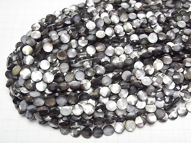 Schwarze Muschel (Schwarzlippen-Auster) AAA Facettierte Münze 10x10x4mm Halbe oder 1-Strang Perlen (ca. 15 Zoll/38 cm)