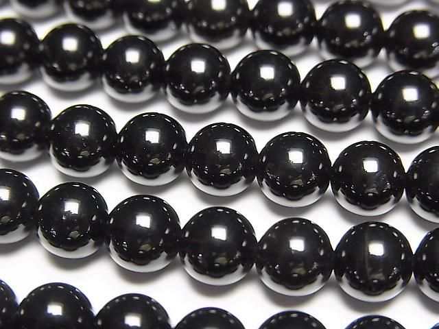 Russian Morion Crystal Quartz AAA Round 6mm half or 1-strand beads (approx. 15 inches/36 cm)