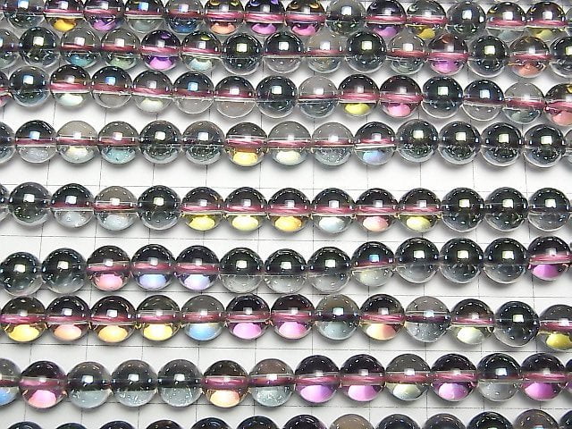 Multicolor Flash Crystal Runde 8mm Halb- oder 1-Strang Perlen (ca. 15 Zoll / 38 cm)