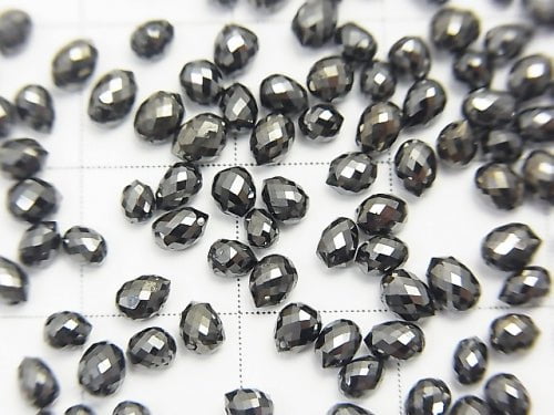 Hochwertiger schwarzer Diamant AAA Tropfen facettierte Briolette 3 Stück