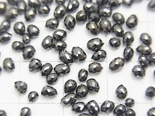 Hochwertiger schwarzer Diamant AAA Tropfen facettierte Briolette 3 Stück