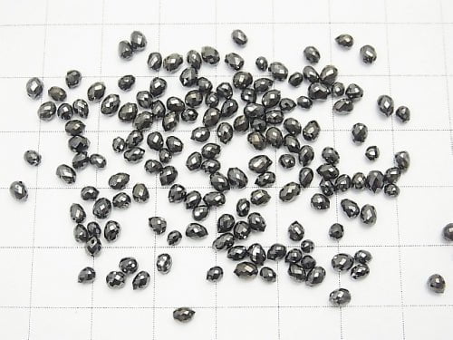 Hochwertiger schwarzer Diamant AAA Tropfen facettierte Briolette 3 Stück