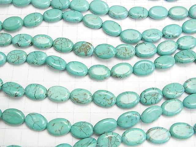 Magnesite Turquoise Oval 14x10x4mm 1strand beads (aprx.15inch/37cm)