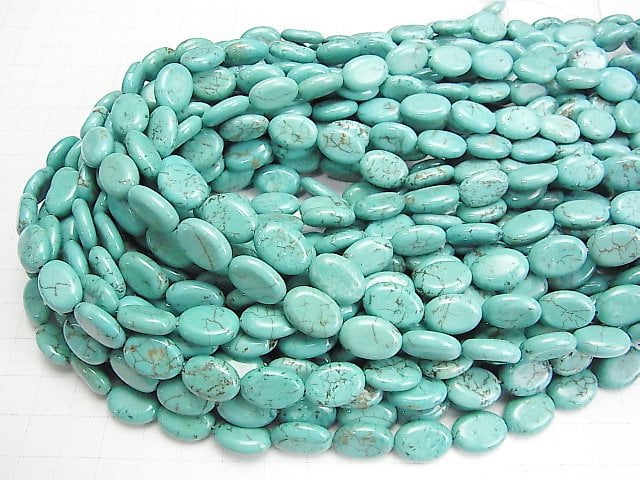 Magnesite Turquoise Oval 14x10x4mm 1strand beads (aprx.15inch/37cm)