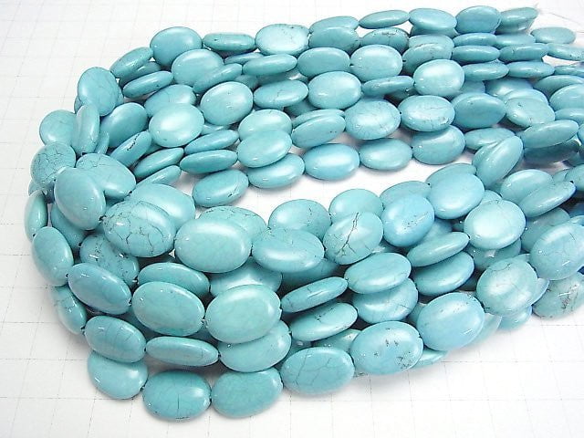 Magnesite Turquoise Oval 18x13x5mm 1strand beads (aprx.15inch/37cm)
