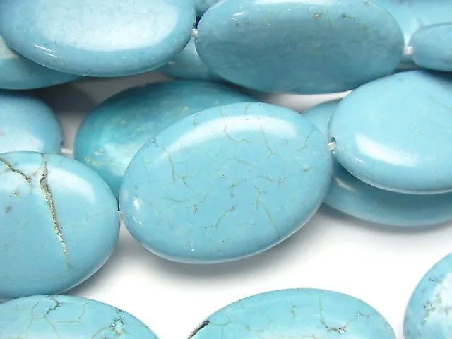 Magnesite Turquoise Oval 25x18mm 1strand beads (aprx.15inch/37cm)