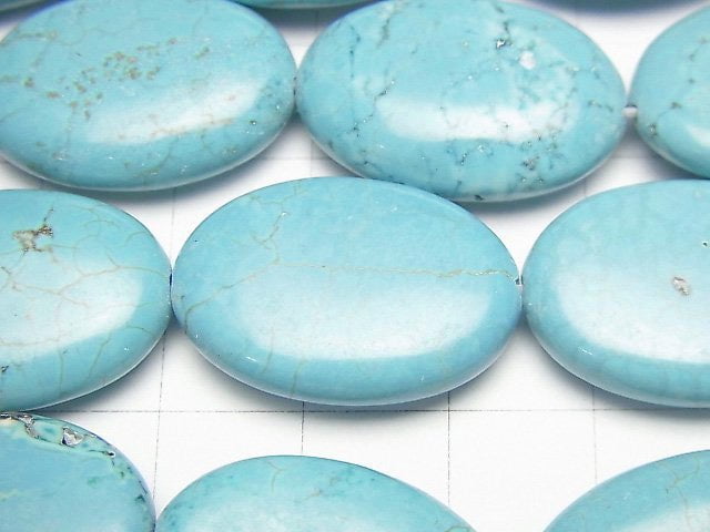 Magnesite Turquoise Oval 25x18mm 1strand beads (aprx.15inch/37cm)