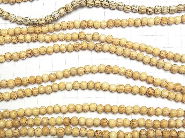 椰子木(棕櫚樹)圓珠 6-7mm 白色 1串(約 16 英寸/39 公分)