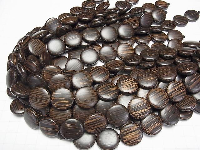 Wood Beads Coin 20x20x5mm 1strand beads (aprx.15inch/37cm)