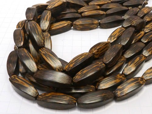 1strand $6.79! Wood Beads 4Faceted Faceted Rice 30x10x10mm 1strand beads (aprx.14inch/34cm)