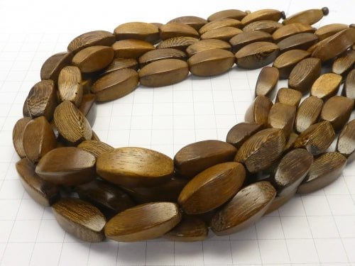 1strand $5.79! Wood Beads 4Faceted Faceted Rice 25x10x10mm 1strand beads (aprx.15inch/36cm)