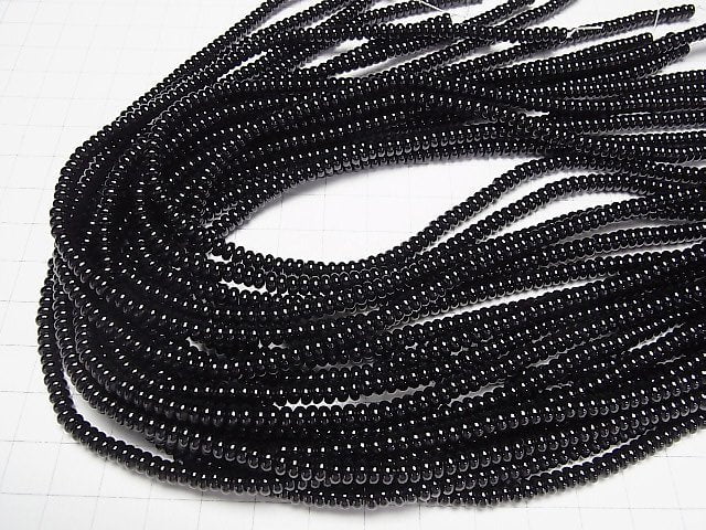1strand $7.79! Onyx Rondelle 4x4x2mm 1strand beads (aprx.15inch/38cm)