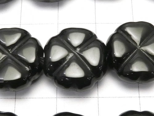 Onyx Clover 15x15x7mm half or 1strand beads (aprx.15inch/36cm)