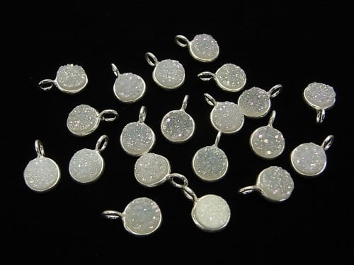 Druzy Achat Fassung Coin 8 mm AB-Beschichtung Silber925 1 Stück