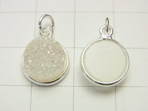 Druzy-Quarz Bezel Setting Münze 11mm AB-Beschichtung Silber925 1 Stück 6,79 $!
