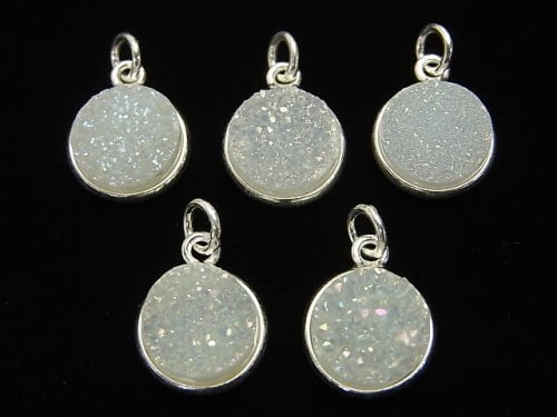 Druzy-Quarz Bezel Setting Münze 11mm AB-Beschichtung Silber925 1 Stück 6,79 $!