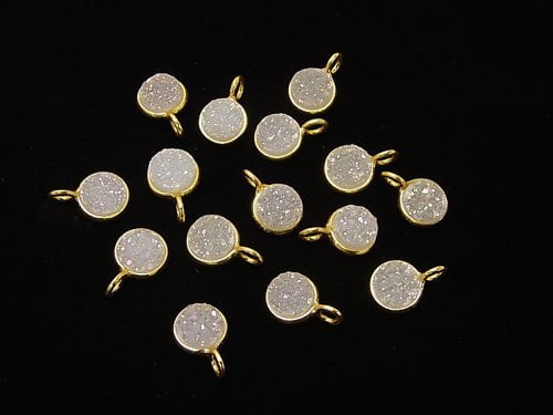 Druzy-Achat Bezel Setting Münze 8mm AB-Beschichtung 18KGP 1 Stück