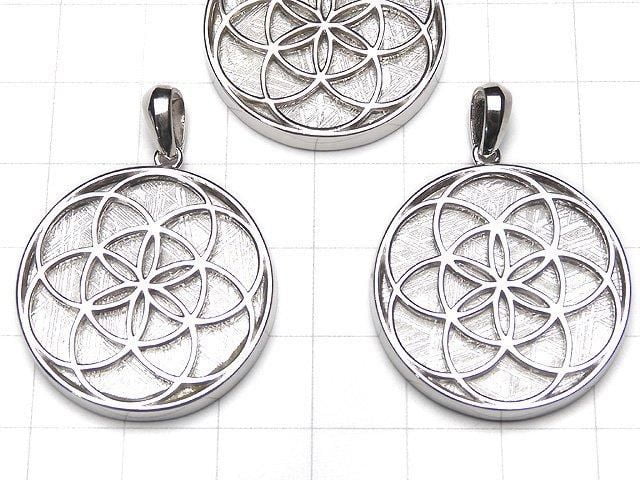 Pendentif pièce de monnaie 27 mm en argent 925 avec motif de graine de vie météorite