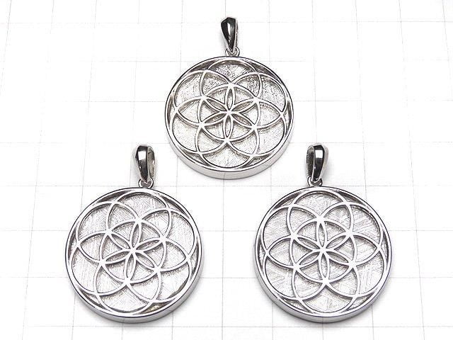 Pendentif pièce de monnaie 27 mm en argent 925 avec motif de graine de vie météorite