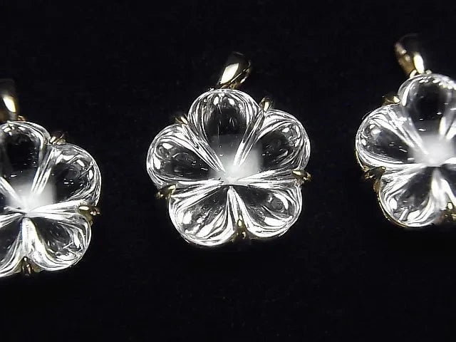 High Quality Crystal AAA Flower Pendant 15 x 15 x 10 mm 18 KGP 1 pc