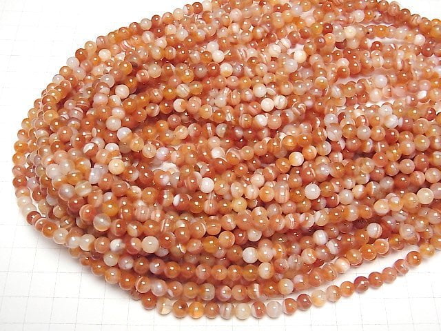Karnelian, Sardonyx rund 6mm 1strang Perlen (ca. 15 Zoll / 37 cm)
