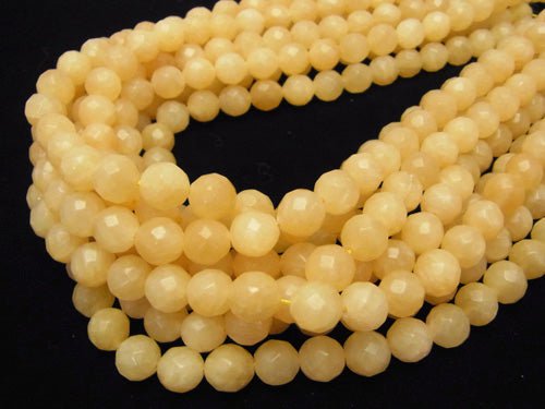 1strand $9.79! Yellow Jade 64Faceted Round 10mm 1strand beads (aprx.15inch / 37cm)
