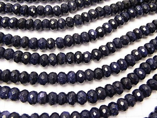 1strand $9.79! Blue Golden Sand Stone Faceted Button Rondelle 8x8x5mm 1strand beads (aprx.15inch/36cm)