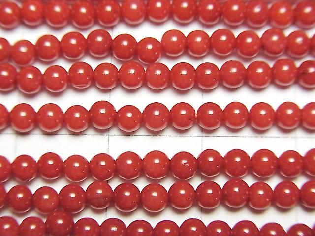 染色紅珊瑚圓珠 3mm 1串 (約15英吋/38公分)