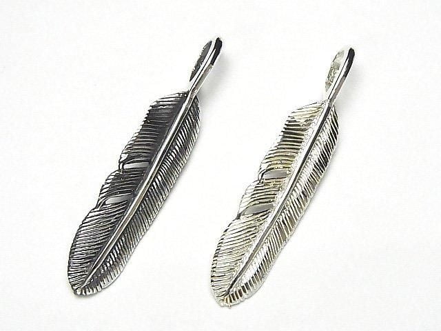 Silver 925 Feather Pendant 50x10x2.5mm 1pc